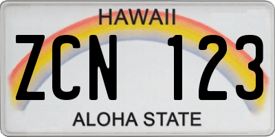 HI license plate ZCN123