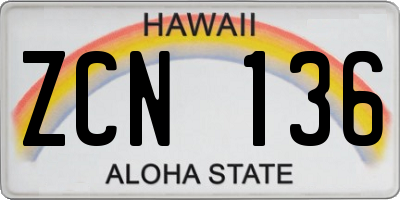 HI license plate ZCN136