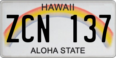 HI license plate ZCN137
