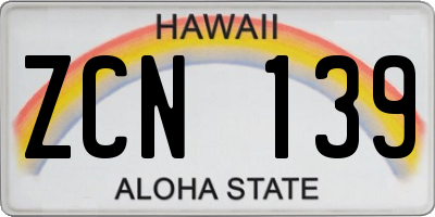 HI license plate ZCN139