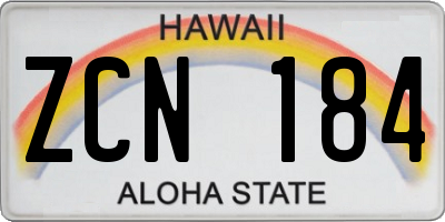 HI license plate ZCN184