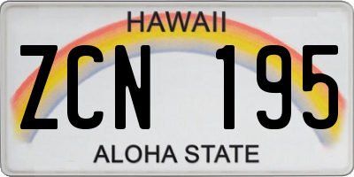 HI license plate ZCN195