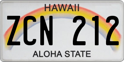 HI license plate ZCN212