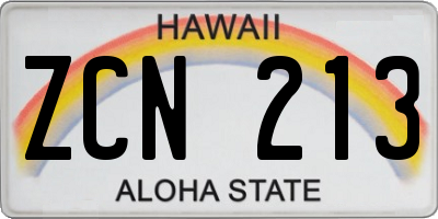 HI license plate ZCN213
