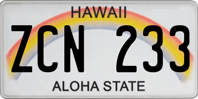 HI license plate ZCN233
