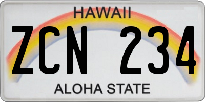 HI license plate ZCN234