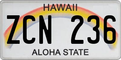 HI license plate ZCN236