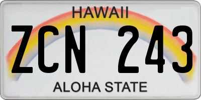 HI license plate ZCN243