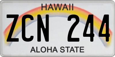 HI license plate ZCN244
