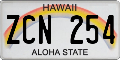 HI license plate ZCN254