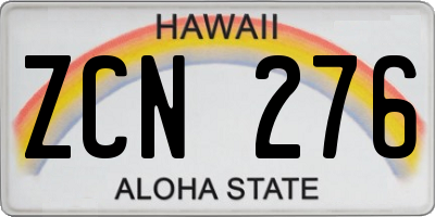 HI license plate ZCN276
