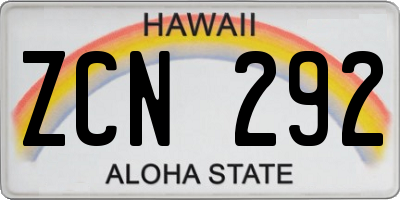 HI license plate ZCN292