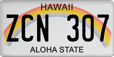 HI license plate ZCN307