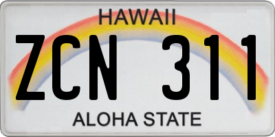 HI license plate ZCN311