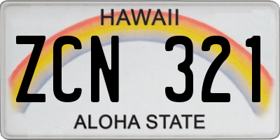 HI license plate ZCN321