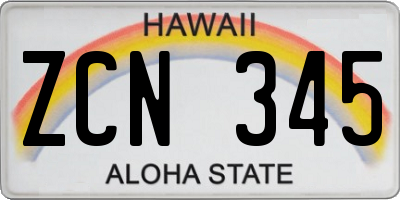 HI license plate ZCN345