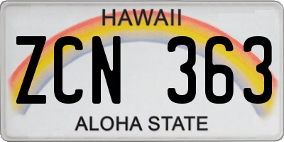 HI license plate ZCN363
