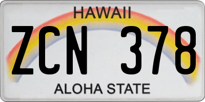HI license plate ZCN378