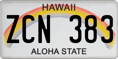 HI license plate ZCN383