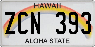 HI license plate ZCN393