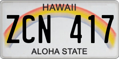 HI license plate ZCN417