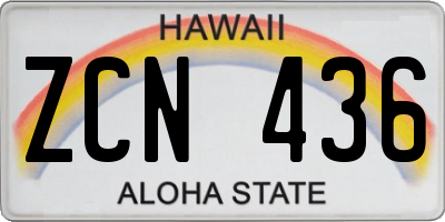 HI license plate ZCN436
