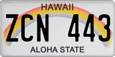 HI license plate ZCN443