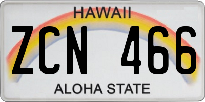 HI license plate ZCN466