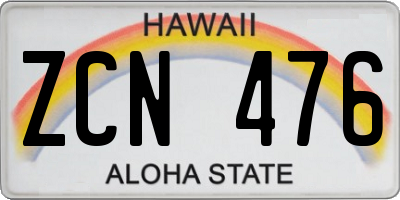 HI license plate ZCN476