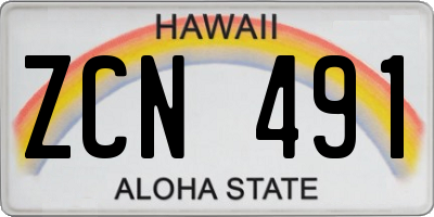 HI license plate ZCN491