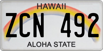 HI license plate ZCN492
