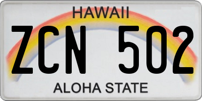 HI license plate ZCN502
