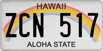 HI license plate ZCN517