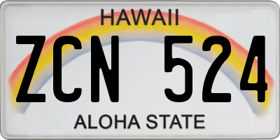 HI license plate ZCN524