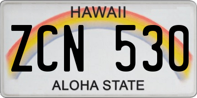 HI license plate ZCN530