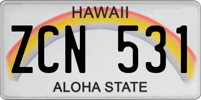 HI license plate ZCN531