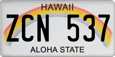 HI license plate ZCN537