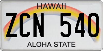 HI license plate ZCN540