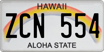 HI license plate ZCN554