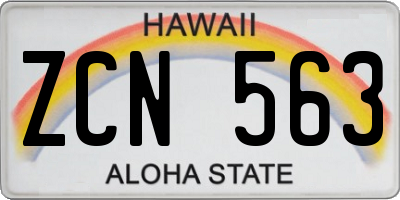 HI license plate ZCN563