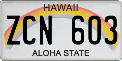 HI license plate ZCN603