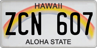HI license plate ZCN607