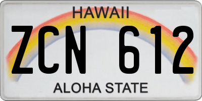 HI license plate ZCN612