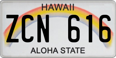 HI license plate ZCN616