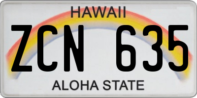 HI license plate ZCN635