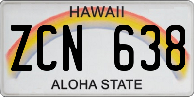 HI license plate ZCN638