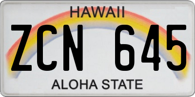 HI license plate ZCN645