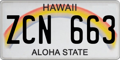 HI license plate ZCN663