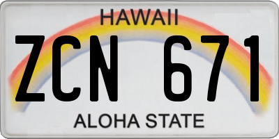 HI license plate ZCN671