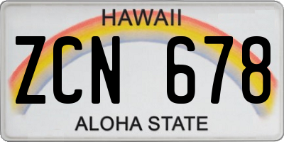 HI license plate ZCN678